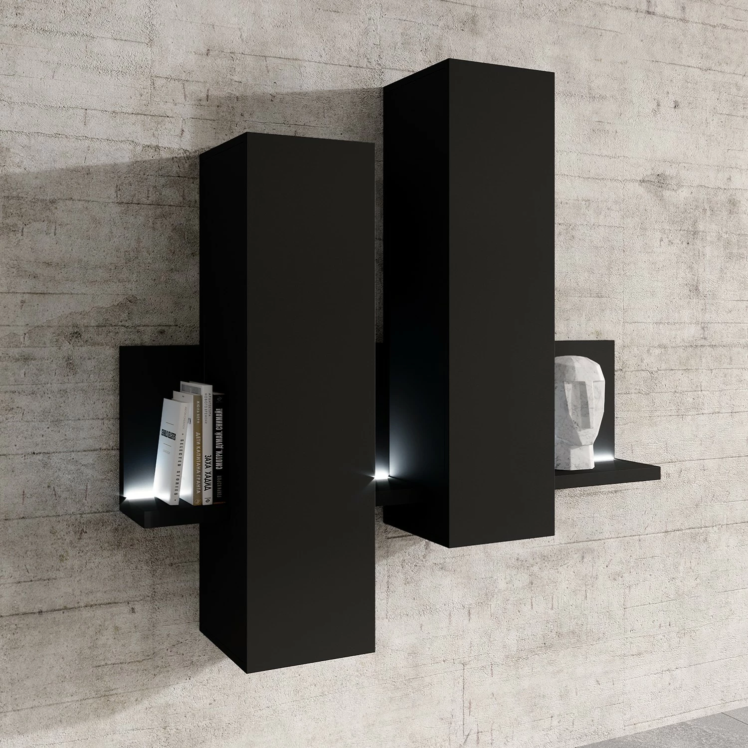 Loftscape Wohnwand Littor (3-teilig) - inkl. Beleuchtung - Schwarz 2 Loftscape Wohnwand Littor (3-teilig) - inkl. Beleuchtung - Schwarz – Bild 2