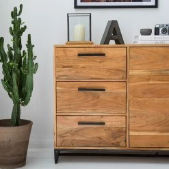 Ars manufacti Sideboard Woodson II - Akazie massiv / Metall - Akazie Hellbraun -WOHNZIMMERMÖBEL Verkäufe 1000339802 220311 072 DETAILS P000000001000339802