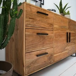 Ars manufacti Sideboard Woodson II - Akazie massiv / Metall - Akazie Hellbraun -WOHNZIMMERMÖBEL Verkäufe 1000339802 220311 075 DETAILS P000000001000339802