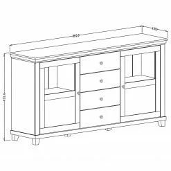 Ridgevalley Sideboard Emmanuela I - Kiefer Weiß Dekor -WOHNZIMMERMÖBEL Verkäufe 1000339993 220317 500 SKETCH DETAILS P000000001000339993 sketch
