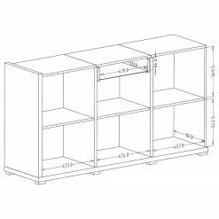 Loftscape Sideboard Lahntal - Hochglanz Weiß / Risseiche Dekor -WOHNZIMMERMÖBEL Verkäufe 1000340000 220317 501 SKETCH DETAILS P000000001000340000 sketch