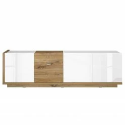 Loftscape TV-Lowboard Lahntal II - Hochglanz Weiß / Risseiche Dekor -WOHNZIMMERMÖBEL Verkäufe 1000340001 220317 040 DETAILS P000000001000340001