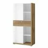 Loftscape Highboard Lahntal - Hochglanz Weiß / Risseiche Dekor