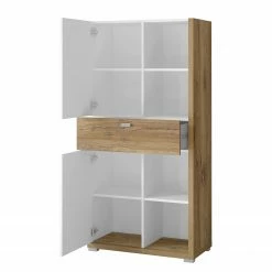 Loftscape Highboard Lahntal - Hochglanz Weiß / Risseiche Dekor -WOHNZIMMERMÖBEL Verkäufe 1000340002 220317 030 DETAILS P000000001000340002