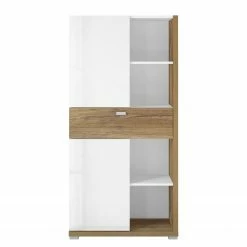 Loftscape Highboard Lahntal - Hochglanz Weiß / Risseiche Dekor -WOHNZIMMERMÖBEL Verkäufe 1000340002 220317 040 DETAILS P000000001000340002