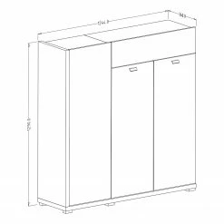 Loftscape Kommode Lahntal - Hochglanz Weiß / Risseiche Dekor -WOHNZIMMERMÖBEL Verkäufe 1000340003 220317 500 SKETCH DETAILS P000000001000340003 sketch
