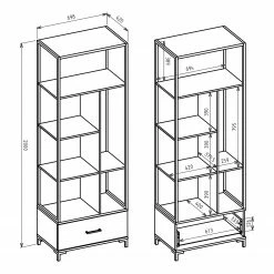 Red Living Büroregal Sonny - Wotaneiche Dekor / Schwarz -WOHNZIMMERMÖBEL Verkäufe 1000341080 220322 500 SKETCH DETAILS P000000001000341080 sketch