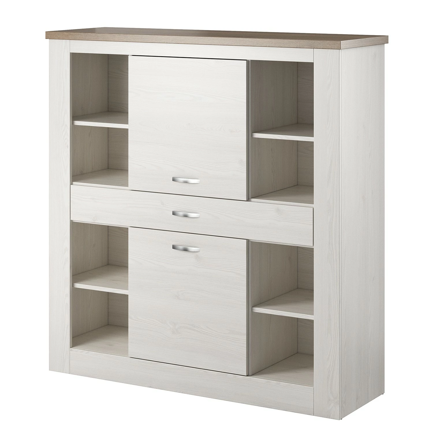 Loftscape Highboard Kilcar - Pinie Weiß / Trüffel 1 Loftscape Highboard Kilcar - Pinie Weiß / Trüffel