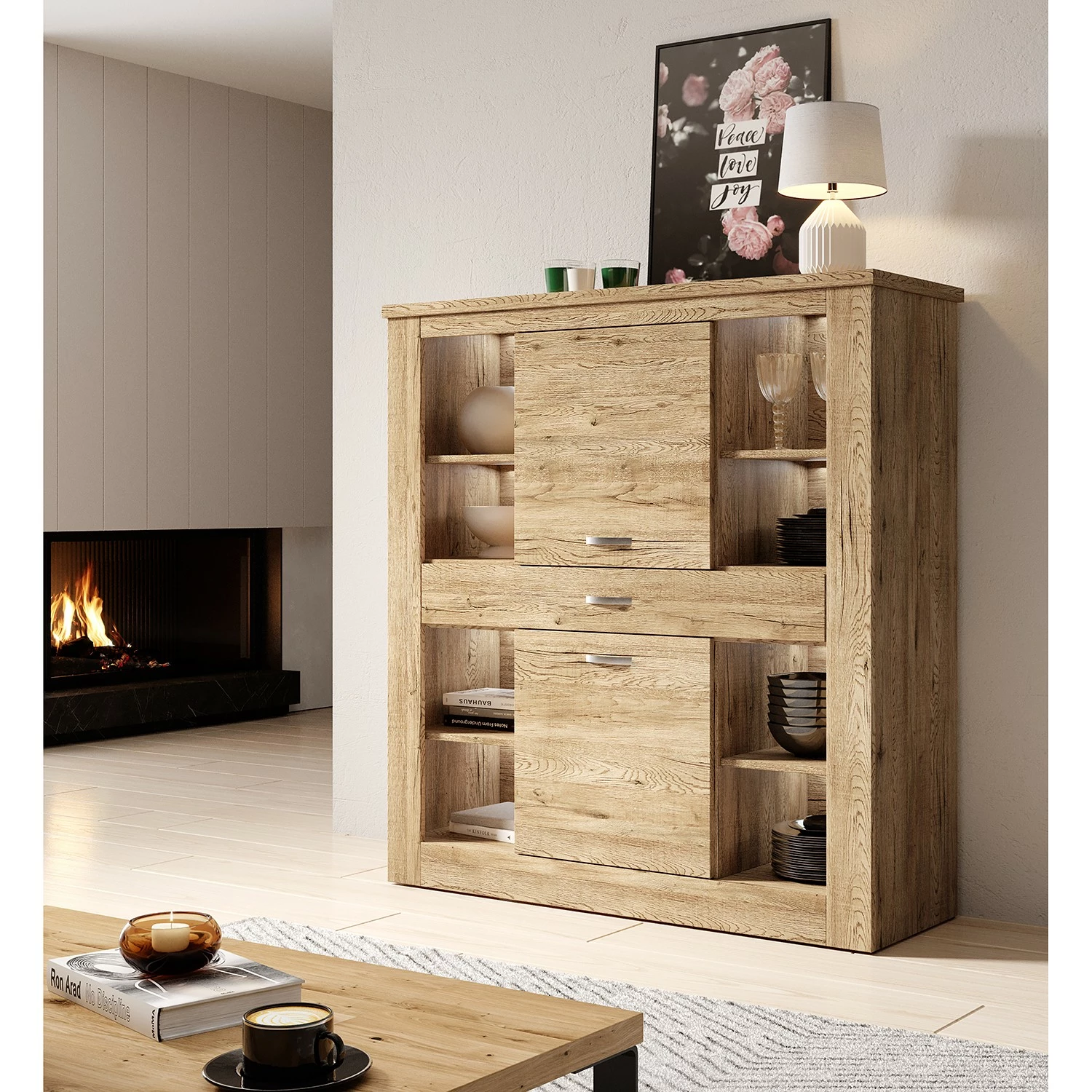Loftscape Highboard Kilcar - Eiche Dekor 2 Loftscape Highboard Kilcar - Eiche Dekor – Bild 2