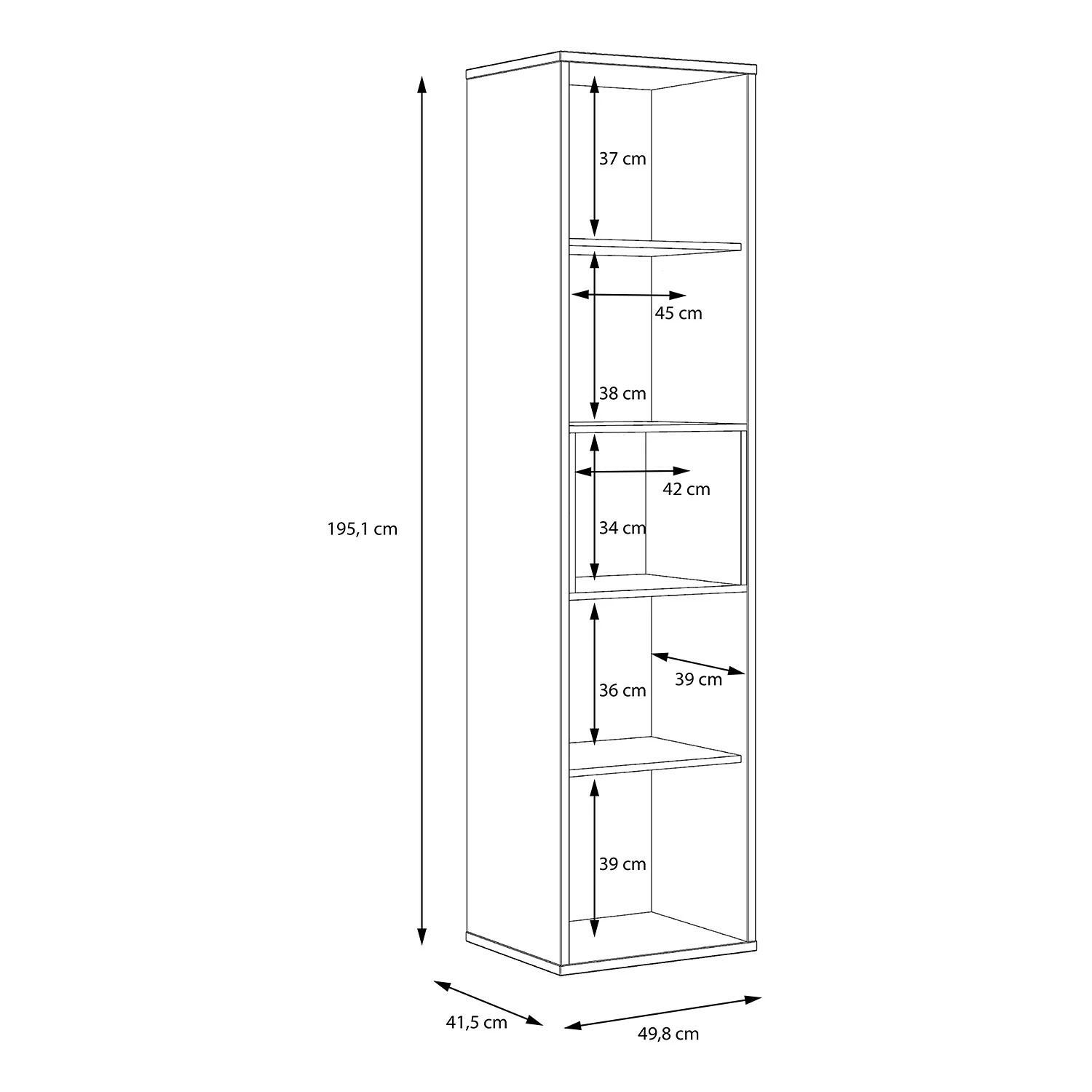 Loftscape Wohnwand Mazzo (4-teilig) - Schwarz / Eiche Artisan Dekor 15 Loftscape Wohnwand Mazzo (4-teilig) - Schwarz / Eiche Artisan Dekor – Bild 15