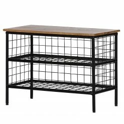 Red Living Schuhregal Ugo - Mango massiv / Metall - Mango / Schwarz