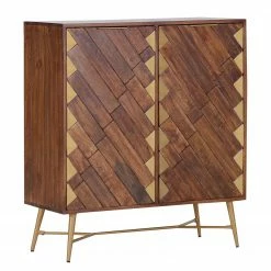 Red Living Kommode Nook - Mango massiv / Metall - Mango / Gold