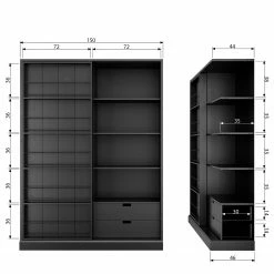 Red Living Schrank Vogue - Kiefer massiv - Kiefer Schwarz -WOHNZIMMERMÖBEL Verkäufe 1000342109 220401 500 SKETCH DETAILS P000000001000342109 sketch