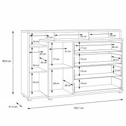 Loftscape Sideboard Piemont III - Weiß / Sandeiche Dekor -WOHNZIMMERMÖBEL Verkäufe 1000342478 220404 501 SKETCH DETAILS P000000001000342478 sketch