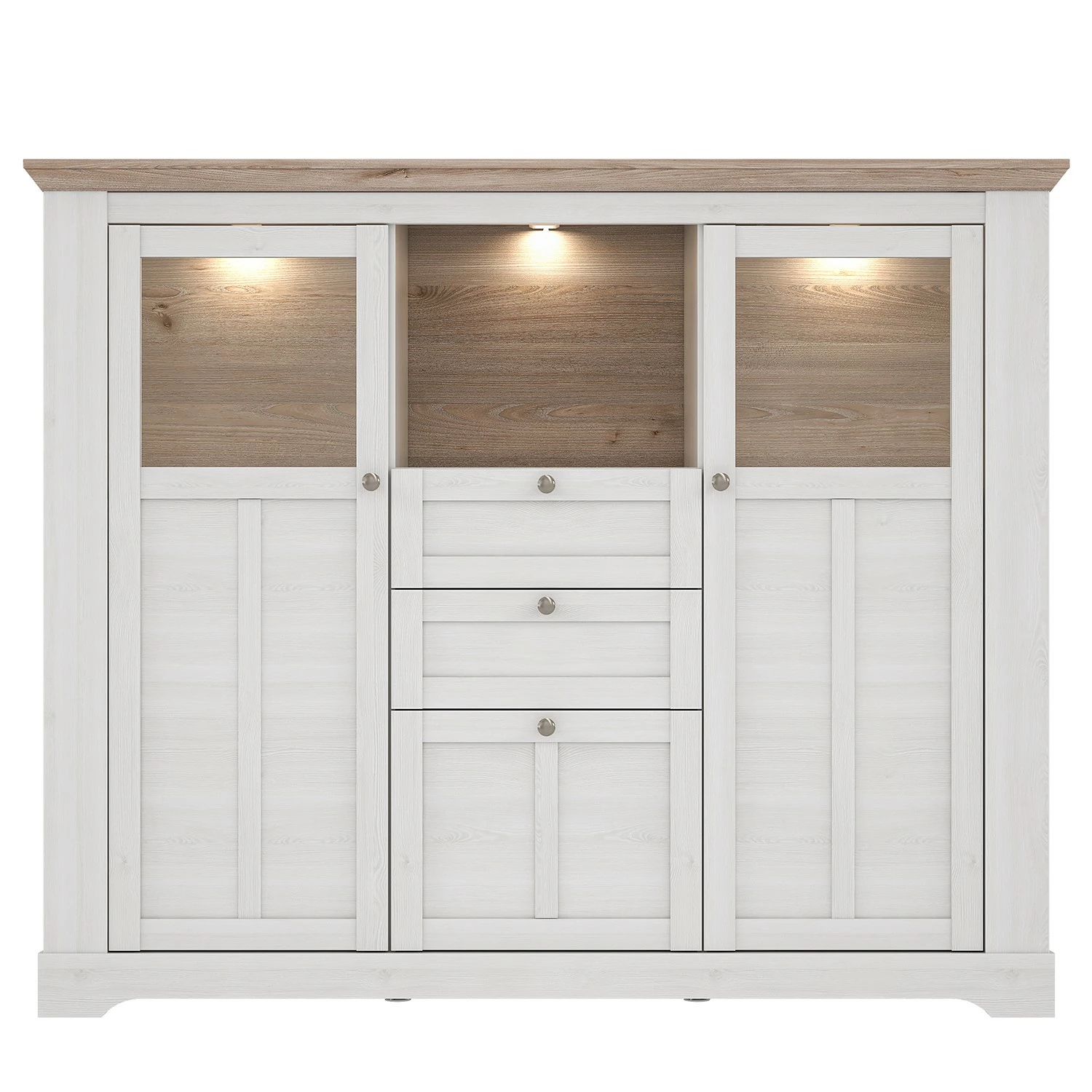 Ridgevalley Highboard Sandvik II - Eiche Weiß Dekor / Eiche Nelson Dekor 2 Ridgevalley Highboard Sandvik II - Eiche Weiß Dekor / Eiche Nelson Dekor – Bild 2