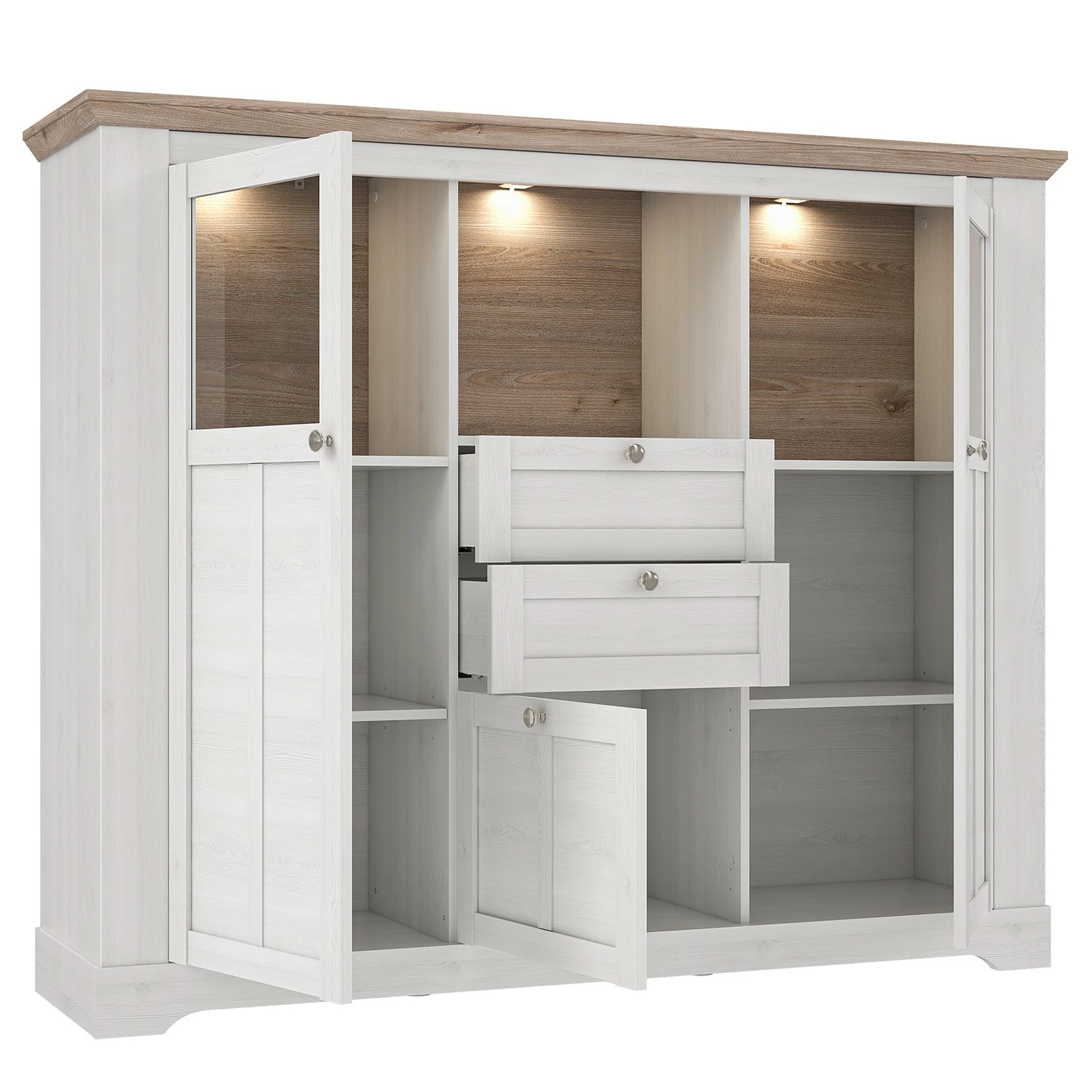 Ridgevalley Highboard Sandvik II - Eiche Weiß Dekor / Eiche Nelson Dekor 4 Ridgevalley Highboard Sandvik II - Eiche Weiß Dekor / Eiche Nelson Dekor – Bild 4