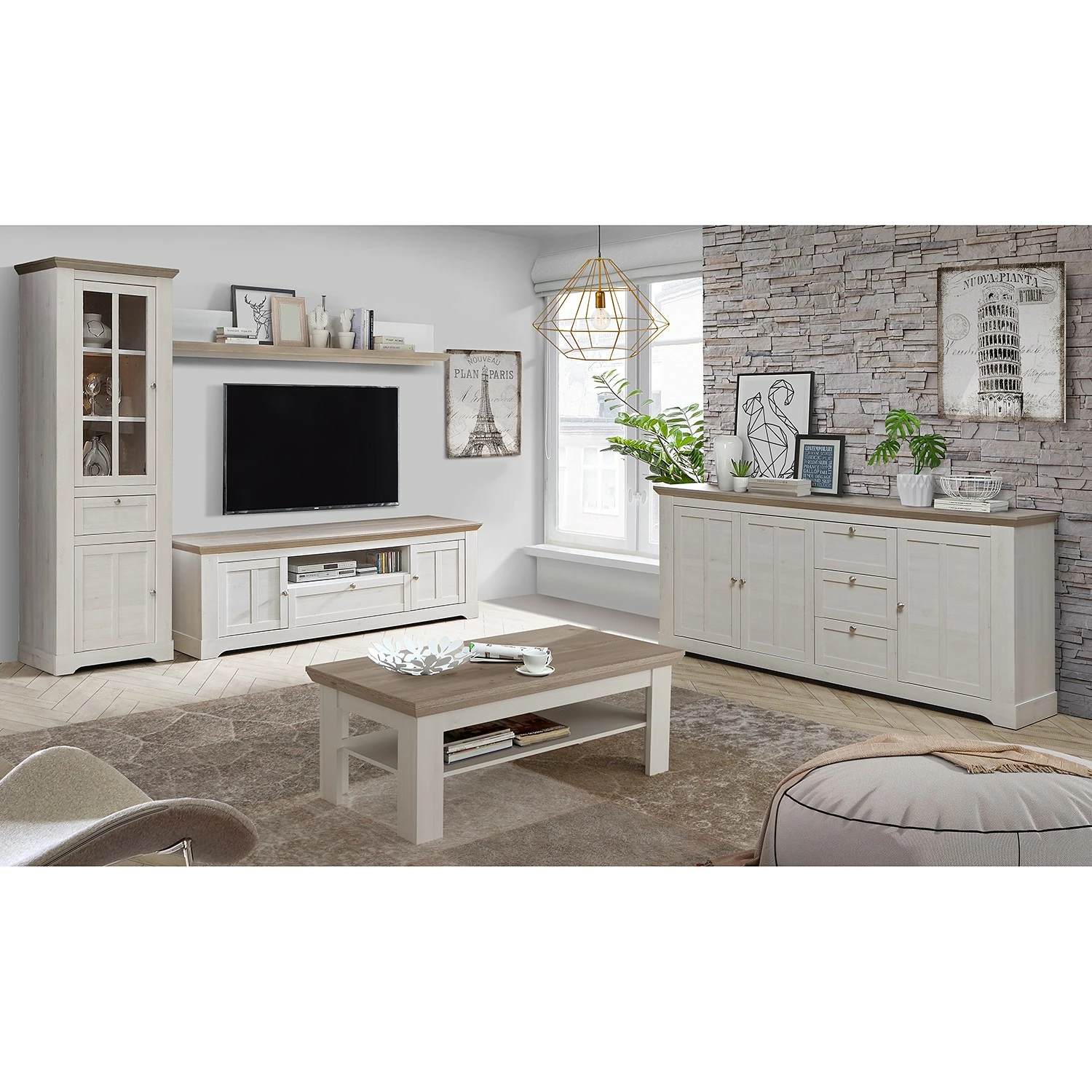 Ridgevalley Sideboard Sandvik II - Eiche Weiß Dekor / Eiche Nelson Dekor 2 Ridgevalley Sideboard Sandvik II - Eiche Weiß Dekor / Eiche Nelson Dekor – Bild 2