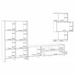 Loftscape Wohnwand Sahil (3-teilig) - Eiche Sorrento Grau Dekor / Schwarz -WOHNZIMMERMÖBEL Verkäufe 1000342498 220331 501 SKETCH DETAILS P000000001000342498 sketch