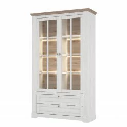 Ridgevalley Vitrinenschrank Sandvik - Inkl. Beleuchtung - Eiche Weiß Dekor / Eiche Nelson Dekor