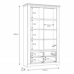 Ridgevalley Vitrinenschrank Sandvik - Inkl. Beleuchtung - Eiche Weiß Dekor / Eiche Nelson Dekor -WOHNZIMMERMÖBEL Verkäufe 1000342502 220331 501 SKETCH DETAILS P000000001000342502 sketch