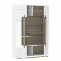 Loftscape Vitrinenschrank Toscana - Inkl. Beleuchtung - Hochglanz Weiß / Eiche Sonoma Dekor -WOHNZIMMERMÖBEL Verkäufe 1000342510 220331 040 DETAILS P000000001000342510