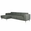 Studio Copenhagen Ecksofa Pernu I - Flachgewebe Costa: Grau - Longchair davorstehend links