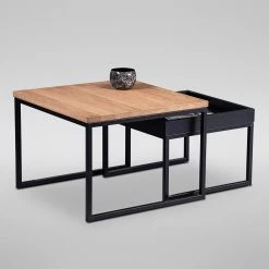 Red Living Couchtisch Savate II - Wildeiche massiv / Metall - Wildeiche / Schwarz -WOHNZIMMERMÖBEL Verkäufe 1000343564 220401 045 DETAILS P000000001000343564