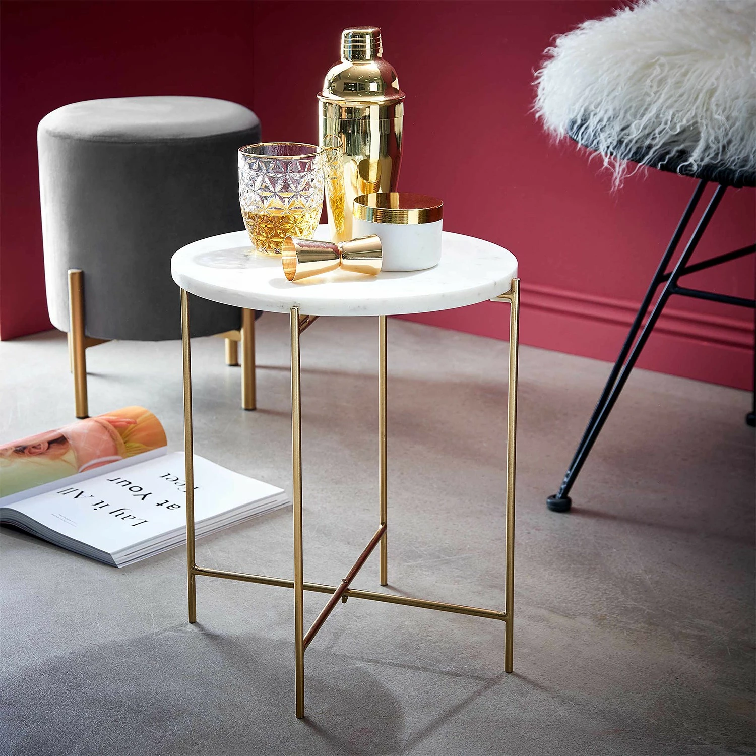 Butlers Beistelltisch MARBLE - Marmor / Eisen - Weiß 2 Butlers Beistelltisch MARBLE - Marmor / Eisen - Weiß – Bild 2