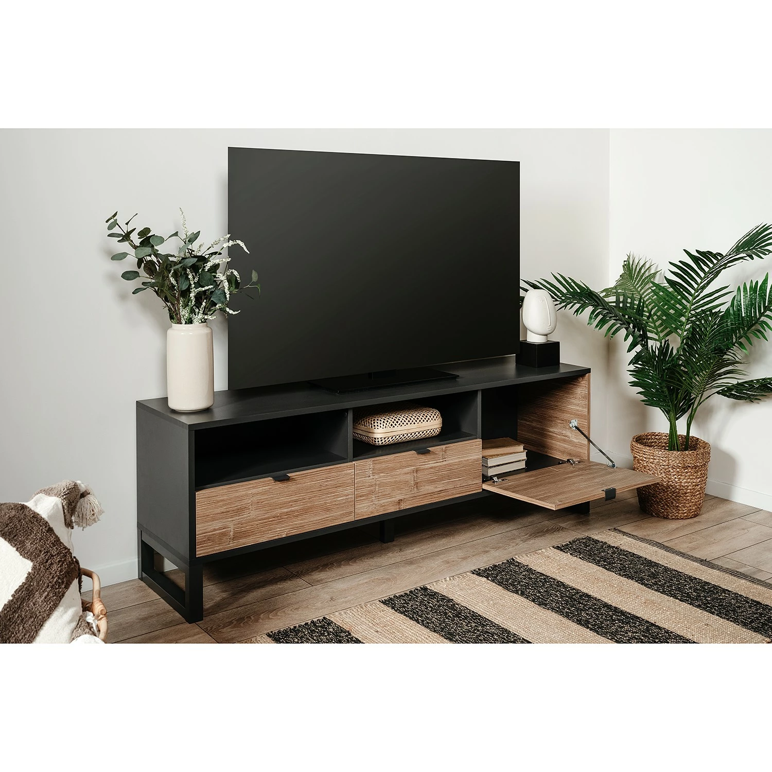 Loftscape TV-Lowboard Mid West - Bambus Dekor / Anthrazit 5 Loftscape TV-Lowboard Mid West - Bambus Dekor / Anthrazit – Bild 5