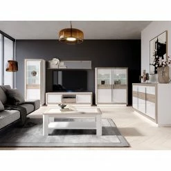 Loftscape Standvitrine Wilander - Inkl. Beleuchtung - Hochglanz Weiß / Eiche Nelson Dekor -WOHNZIMMERMÖBEL Verkäufe 1000344666 220414 021 MOOD DETAILS P000000001000344666 mood