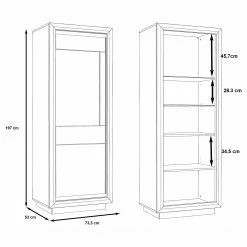 Loftscape Standvitrine Wilander - Inkl. Beleuchtung - Hochglanz Weiß / Eiche Nelson Dekor -WOHNZIMMERMÖBEL Verkäufe 1000344666 220414 500 SKETCH DETAILS P000000001000344666 sketch