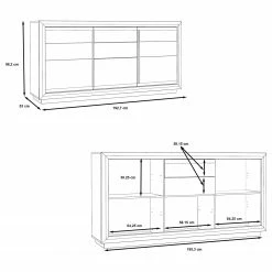 Loftscape Sideboard Wilander - Inkl. Beleuchtung - Hochglanz Weiß / Eiche Nelson Dekor -WOHNZIMMERMÖBEL Verkäufe 1000344667 220414 500 SKETCH DETAILS P000000001000344667 sketch