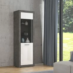 Loftscape Standvitrine Vetras - Hochglanz Weiß / Beton Dekor -WOHNZIMMERMÖBEL Verkäufe 1000344669 220414 020 MOOD DETAILS P000000001000344669 mood