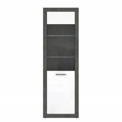 Loftscape Standvitrine Vetras - Hochglanz Weiß / Beton Dekor -WOHNZIMMERMÖBEL Verkäufe 1000344669 220414 030 DETAILS P000000001000344669