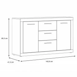Loftscape Sideboard Vetras - Hochglanz Weiß / Beton Dekor -WOHNZIMMERMÖBEL Verkäufe 1000344673 220414 500 SKETCH DETAILS P000000001000344673 sketch