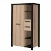 Red Living Highboard Westlock I - Esche Dekor / Schwarz