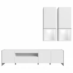 Loftscape Wohnwand Urban I (3-teilig) - Inkl. Beleuchtung - Weiß / Eiche Grau Dekor -WOHNZIMMERMÖBEL Verkäufe 1000344681 220414 030 DETAILS P000000001000344681