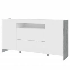 Loftscape Sideboard Urban I - Inkl. Beleuchtung - Weiß / Eiche Grau Dekor