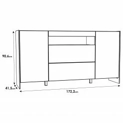 Loftscape Sideboard Urban I - Inkl. Beleuchtung - Weiß / Eiche Grau Dekor -WOHNZIMMERMÖBEL Verkäufe 1000344691 220414 500 SKETCH DETAILS P000000001000344691 sketch