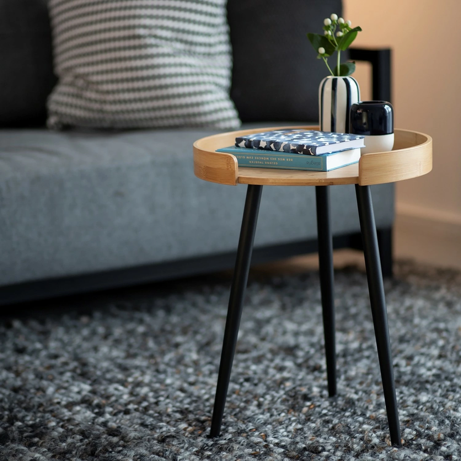 WENKO Beistelltisch Loft - Bambus massiv / Metall - Bambus / Schwarz 2 WENKO Beistelltisch Loft - Bambus massiv / Metall - Bambus / Schwarz – Bild 2