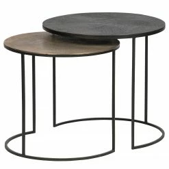 Red Living Beistelltisch Rooster (2er-Set) - Metall - Messing / Schwarz -WOHNZIMMERMÖBEL Verkäufe 1000345809 220428 030 DETAILS P000000001000345809