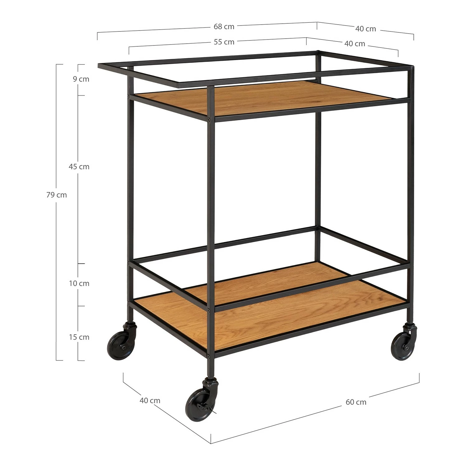 Red Living Servierwagen Arette - Eiche Dekor / Schwarz 7 Red Living Servierwagen Arette - Eiche Dekor / Schwarz – Bild 7