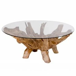 Naturoo Couchtisch Slobo - Glas / Teak massiv - Teak