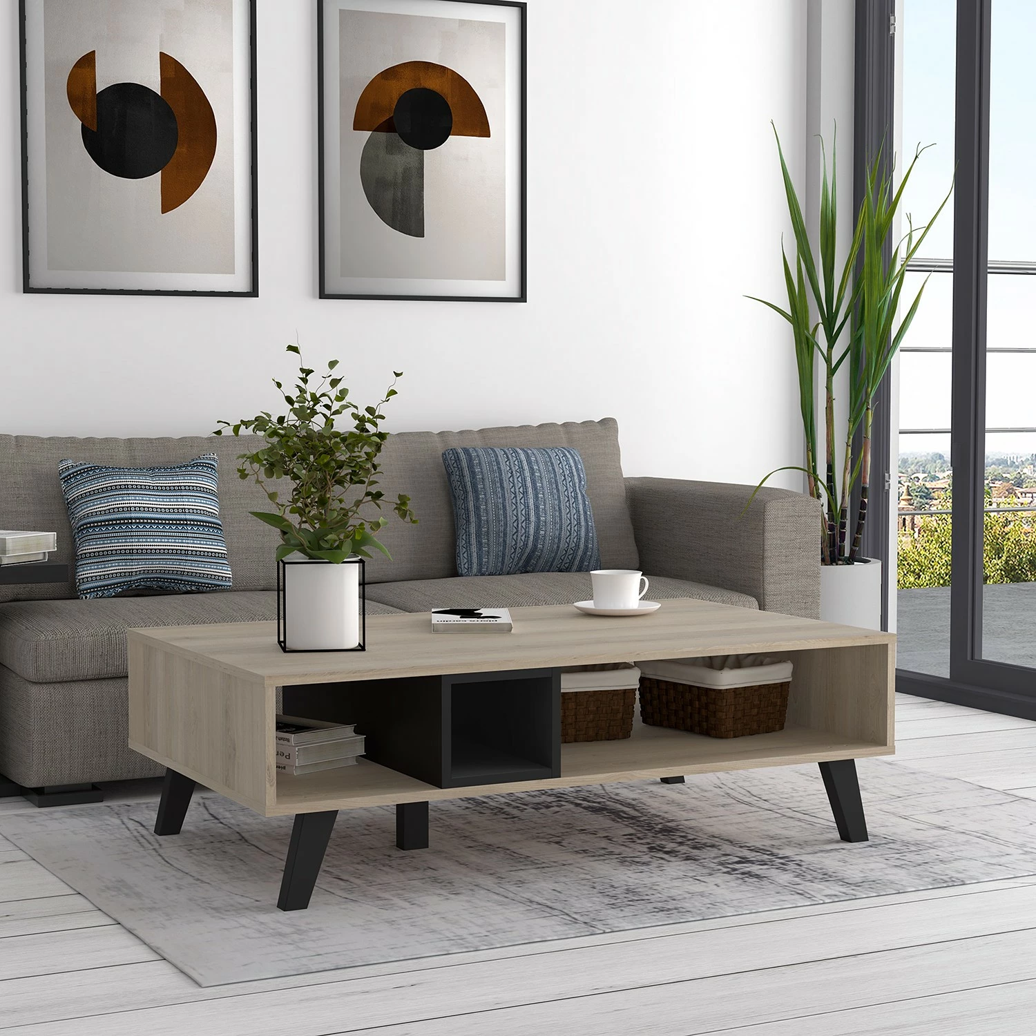 Loftscape Couchtisch Pesaro - Eiche Artisan Dekor / Schwarz 2 Loftscape Couchtisch Pesaro - Eiche Artisan Dekor / Schwarz – Bild 2