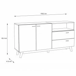 Loftscape Sideboard Pesaro I - Eiche Artisan Dekor / Schwarz -WOHNZIMMERMÖBEL Verkäufe 1000348113 220603 500 SKETCH DETAILS P000000001000348113 sketch