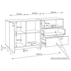 Loftscape Sideboard Pesaro I - Eiche Artisan Dekor / Schwarz -WOHNZIMMERMÖBEL Verkäufe 1000348113 220603 501 SKETCH DETAILS P000000001000348113 sketch