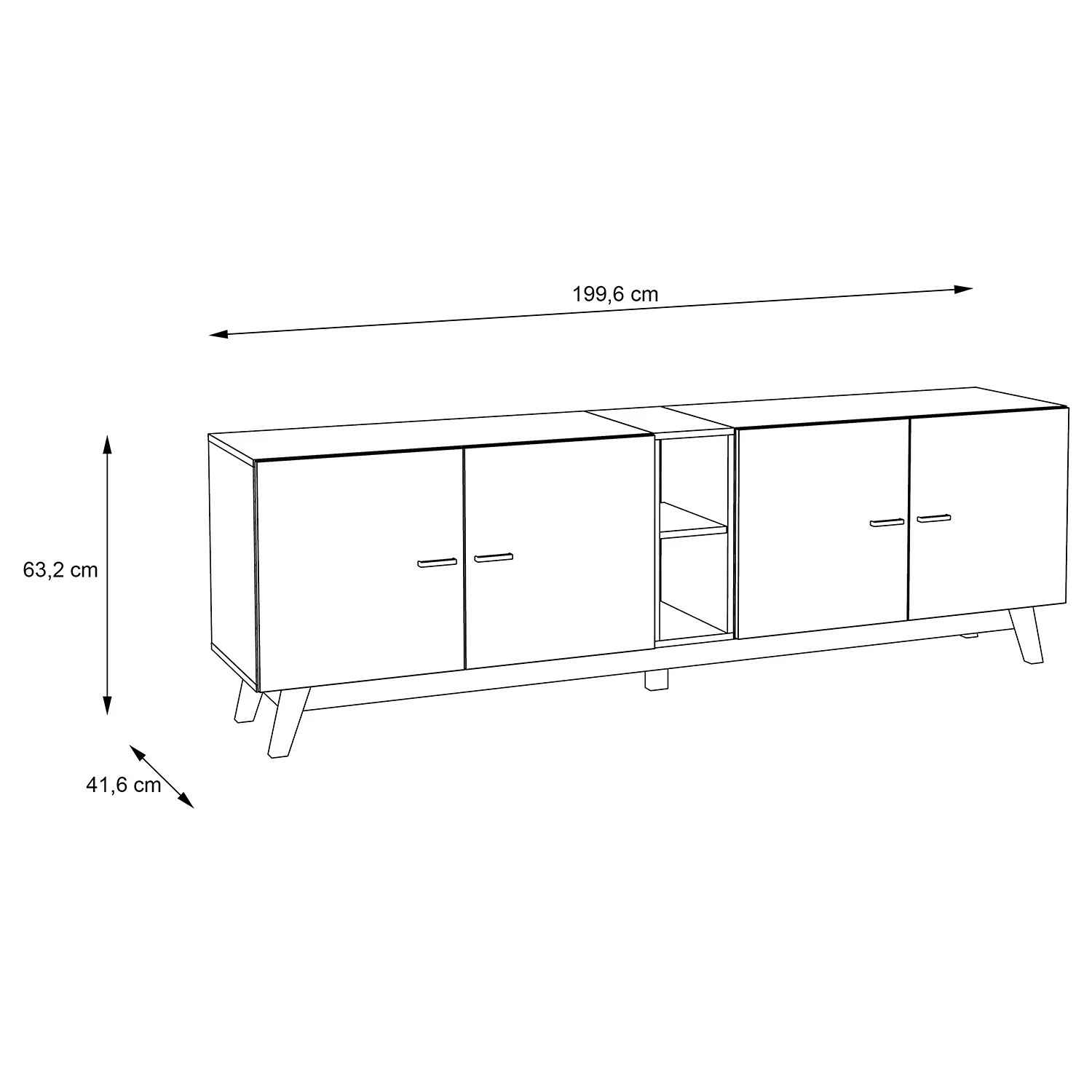 Loftscape Sideboard Pesaro II - Eiche Artisan Dekor / Schwarz - Breite: 200 cm 5 Loftscape Sideboard Pesaro II - Eiche Artisan Dekor / Schwarz - Breite: 200 cm – Bild 5