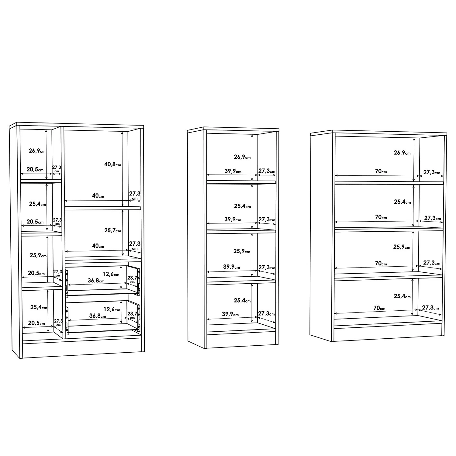 Fredriks Regalwand Wardell (3-teilig) - Eiche Sonoma Dekor 9 Fredriks Regalwand Wardell (3-teilig) - Eiche Sonoma Dekor – Bild 9