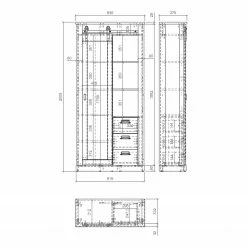 Ridgevalley Vitrinenschrank Shutter - Pinie Weiß Dekor -WOHNZIMMERMÖBEL Verkäufe 1000348680 220505 501 SKETCH DETAILS P000000001000348680 sketch