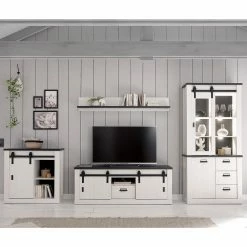 Ridgevalley Wohnwand Shutter III (4-teilig) - Pinie Weiß Dekor